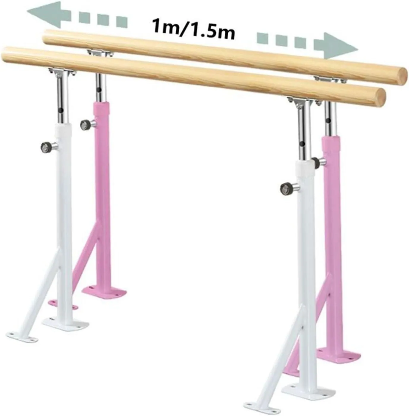 Ballet Barre,Double Ballet Bar Dancing Stretching Pole, Portable Freestanding Ballet Equipment for Adult & Kids, Fitness Dance Bar Ballet Stick (White 150cm)