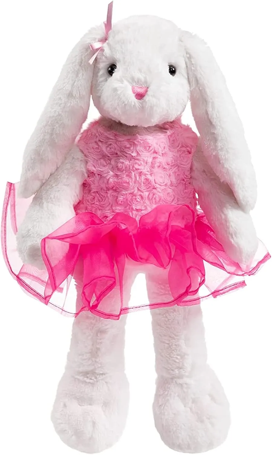 Ballet Bunny Stuffed Animal White Rabbit in Gauzy Dress Cute Easter Bunny Doll for Kids 21 inches Pink