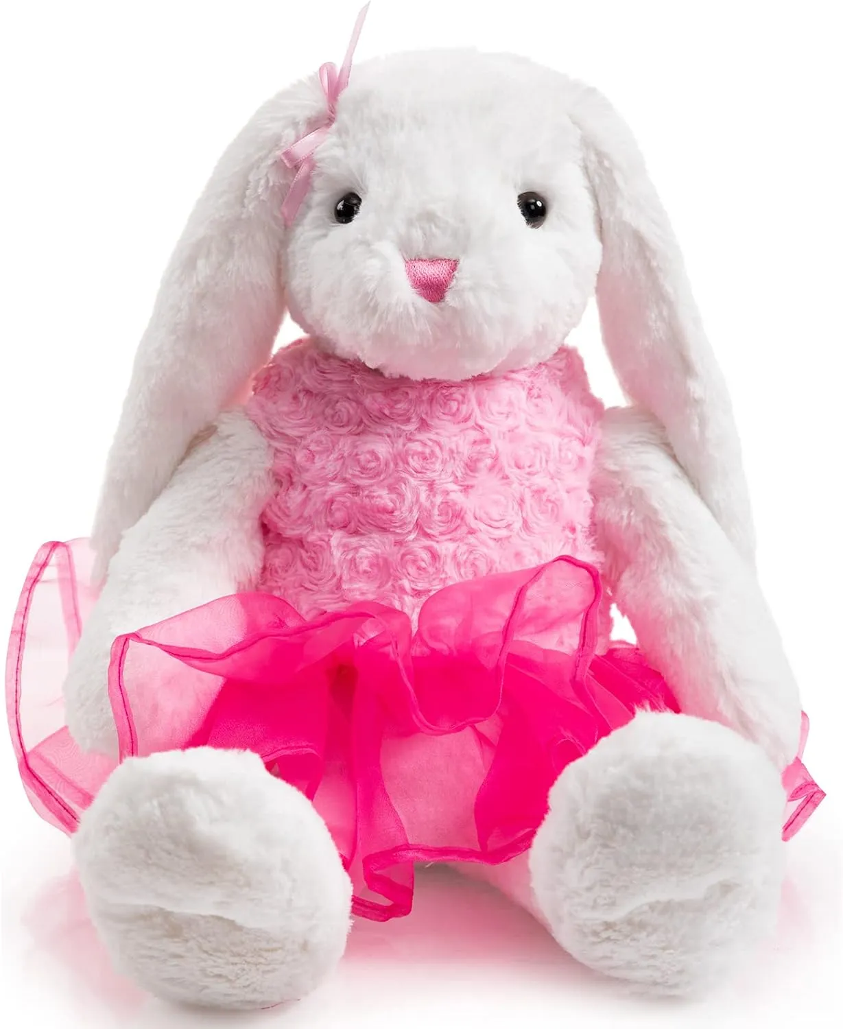 Ballet Bunny Stuffed Animal White Rabbit in Gauzy Dress Cute Easter Bunny Doll for Kids 21 inches Pink