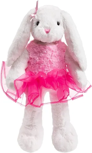 Ballet Bunny Stuffed Animal White Rabbit in Gauzy Dress Cute Easter Bunny Doll for Kids 21 inches Pink