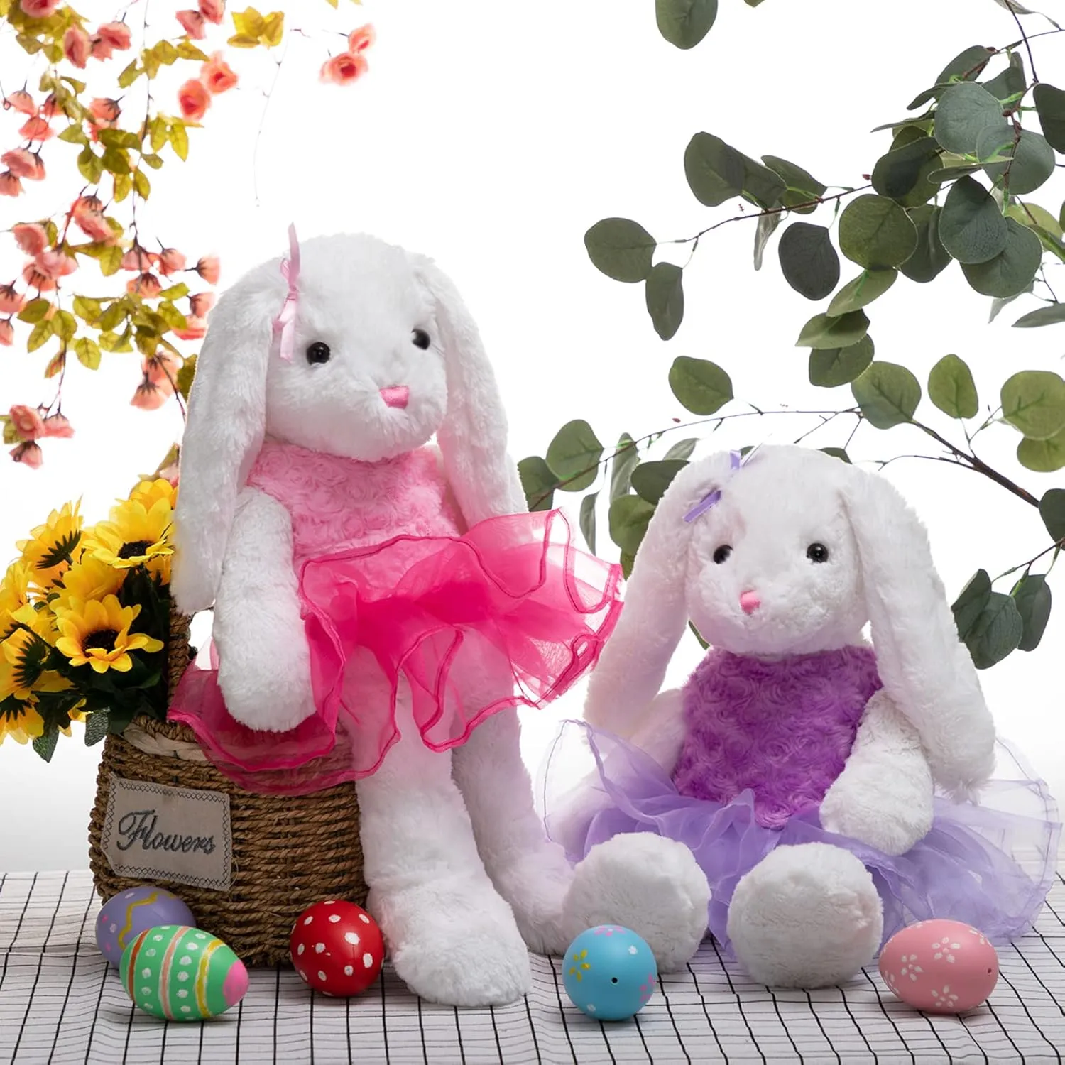 Ballet Bunny Stuffed Animal White Rabbit in Gauzy Dress Cute Easter Bunny Doll for Kids 21 inches Pink