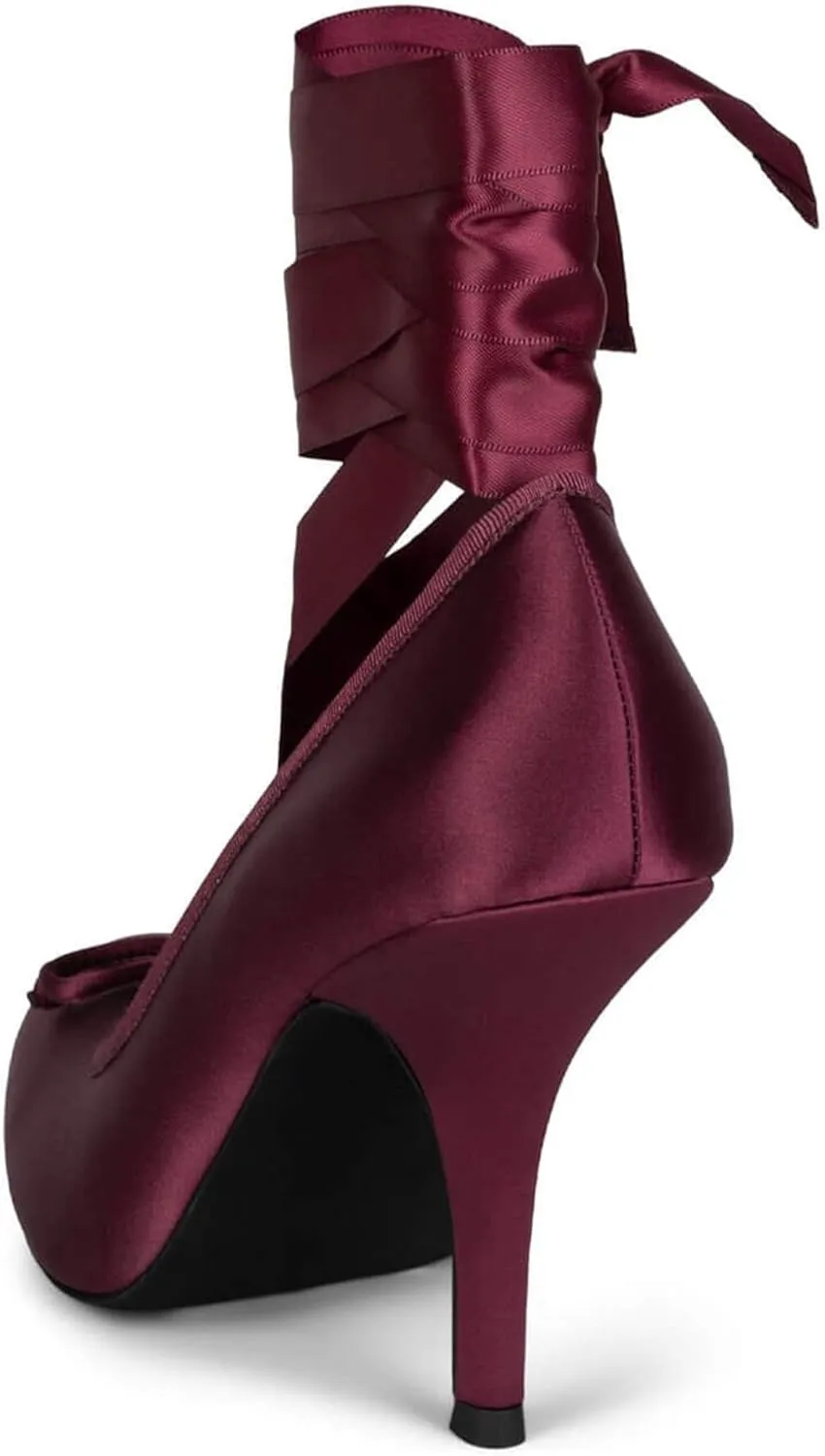 Ballet Heels for Women with Lace up Bows Closed Toe Mary Jane Heels Comfortable Square Toe Womens Ballerina Pumps Casual Dress Shoes for Women Dressy.