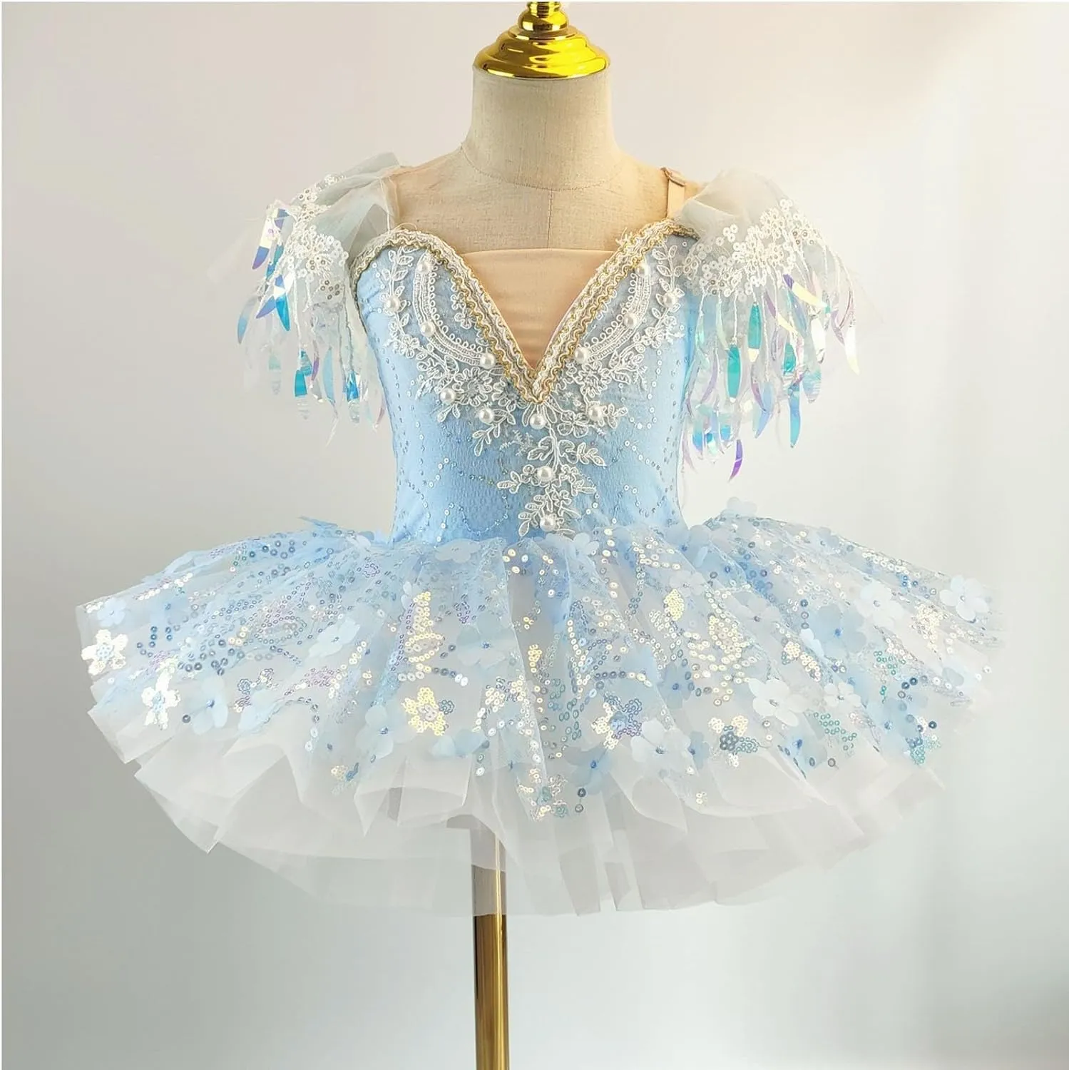 Ballet Leotards for Girls,Ballerina Swan Lake Costume Dance Leotard,Ruffle Sleeve Sequin Tulle Tutu Dress for Toddlers