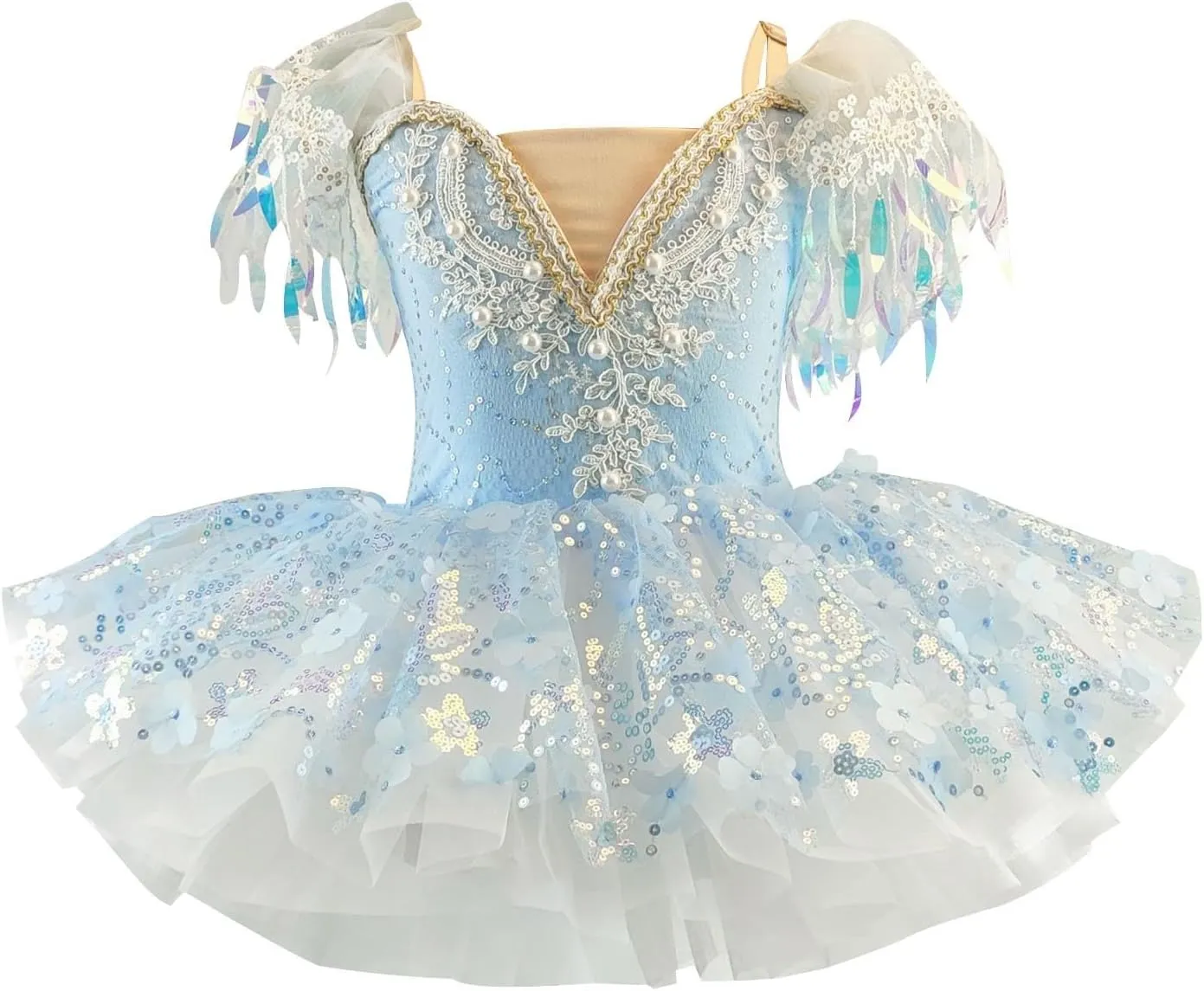 Ballet Leotards for Girls,Ballerina Swan Lake Costume Dance Leotard,Ruffle Sleeve Sequin Tulle Tutu Dress for Toddlers