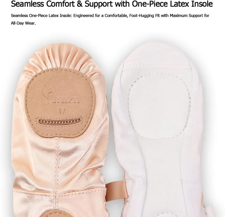 Ballet Shoes for Girls, Toddler Dance Slippers, Premium Satin Ballerina Yoga Flats for Toddler/Little Kid/Big Kid/Women/Boys