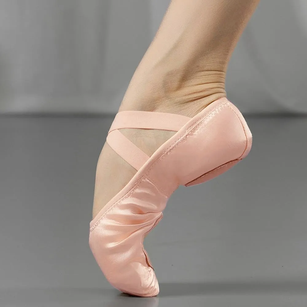 Ballet Shoes for Girls, Toddler Dance Slippers, Premium Satin Ballerina Yoga Flats for Toddler/Little Kid/Big Kid/Women/Boys