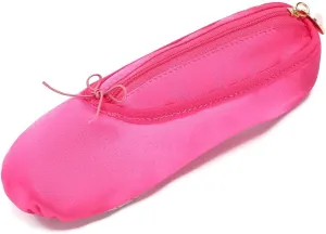 Ballet Slipper Pouch for Competition Gifts, Trip Portable Ballet Dance Shoe Makeup Bag, Dancer Lover Ballerina Slipper Pouch Bag with Butterfly Knot, Stand up Pencil Case for Little Girls(Red)