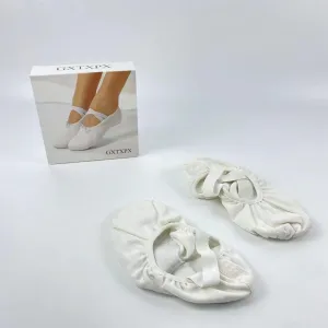 Ballet slippers, Dance slippers, Shoes Girls Ballet Dance Shoes Satin Slippers Gymnastics Flats Split Sole with Ribbon (8.5)