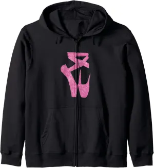 Ballet Slippers Hand Drawn Design Zip Hoodie