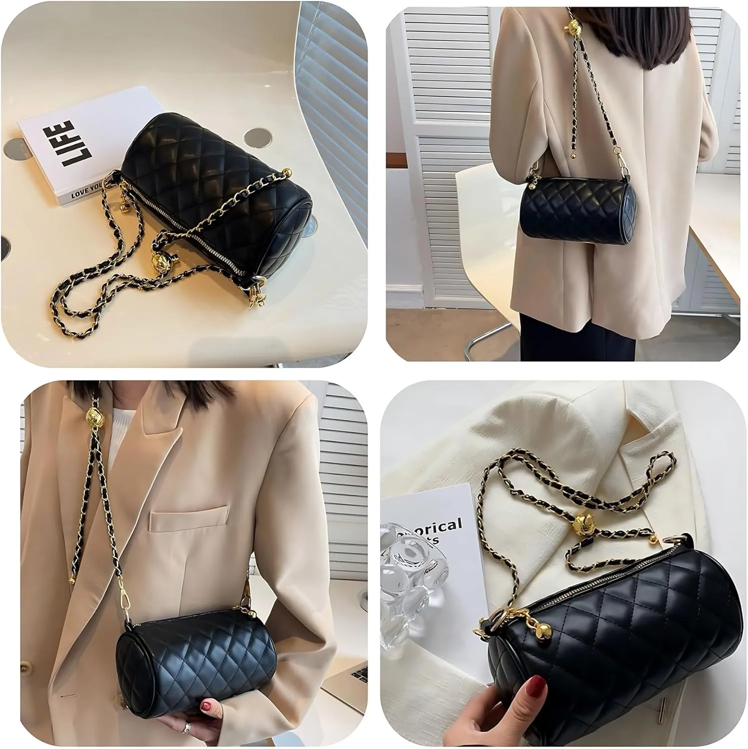 Barrel Bag Womens Cylinder Purse Crossbody Handbags Trendy Cool Round Circular Casual Sourpuss Shoulder Bag