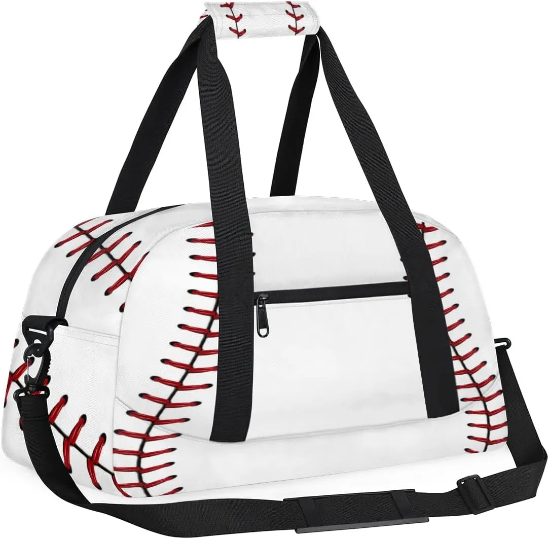 Baseball Lace Kids Gym Bags,Sports Duffel Bags for Boy,Travel Overnight Weekender Bag,Portable Sleepover Carry on Tote Bag,Waterproof Expandable Work Out Bags