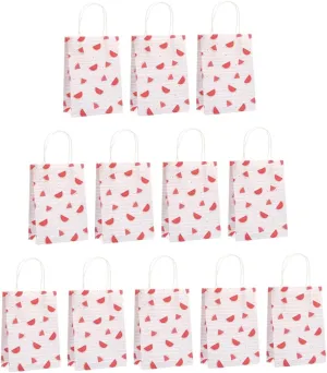 Beavorty Paper Storage Bag Set 15pcs Fruit Handbag Candy Candies Bag Lightweight Safe Watermelon Printing Party Supplies