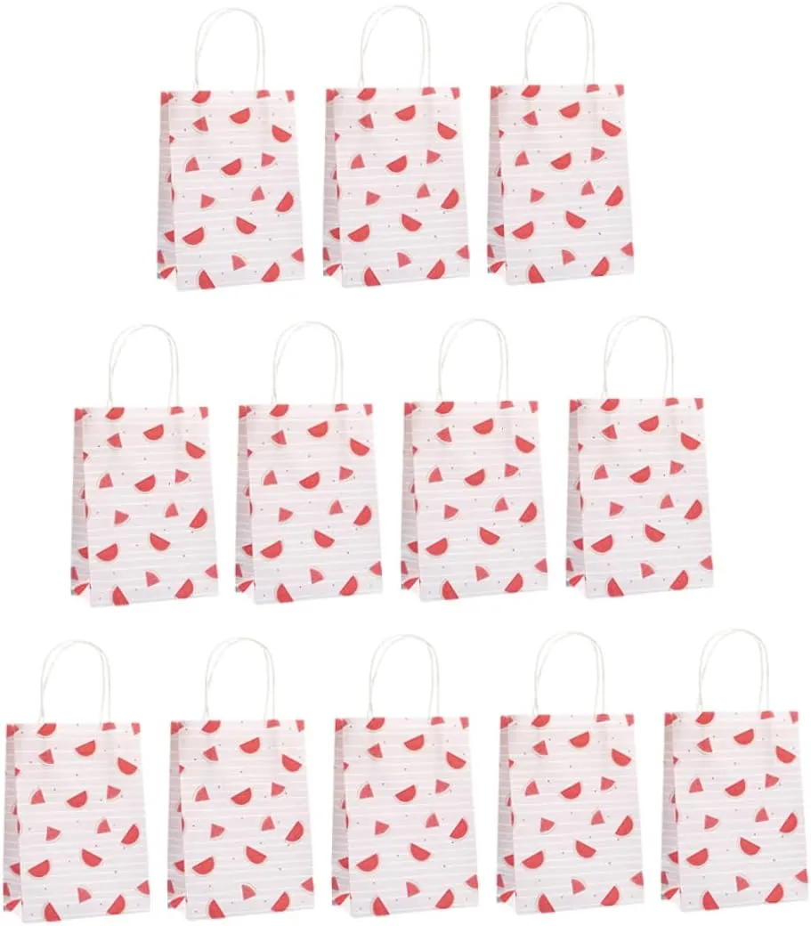 Beavorty Paper Storage Bag Set 15pcs Fruit Handbag Candy Candies Bag Lightweight Safe Watermelon Printing Party Supplies