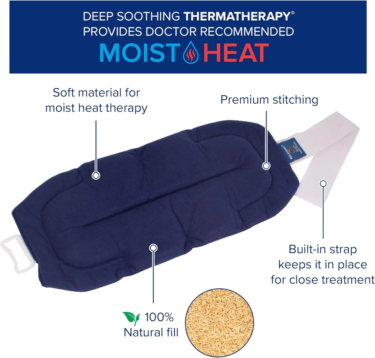 Bed Buddy Microwavable Heating Pad and Cooling Back Wrap, Comfort Wrap Back, Microwavable for Moist Heat Therapy and Freezable for Cooling Therapy, Cold Pack for Back Pain, Rice Bags for Heat Therapy