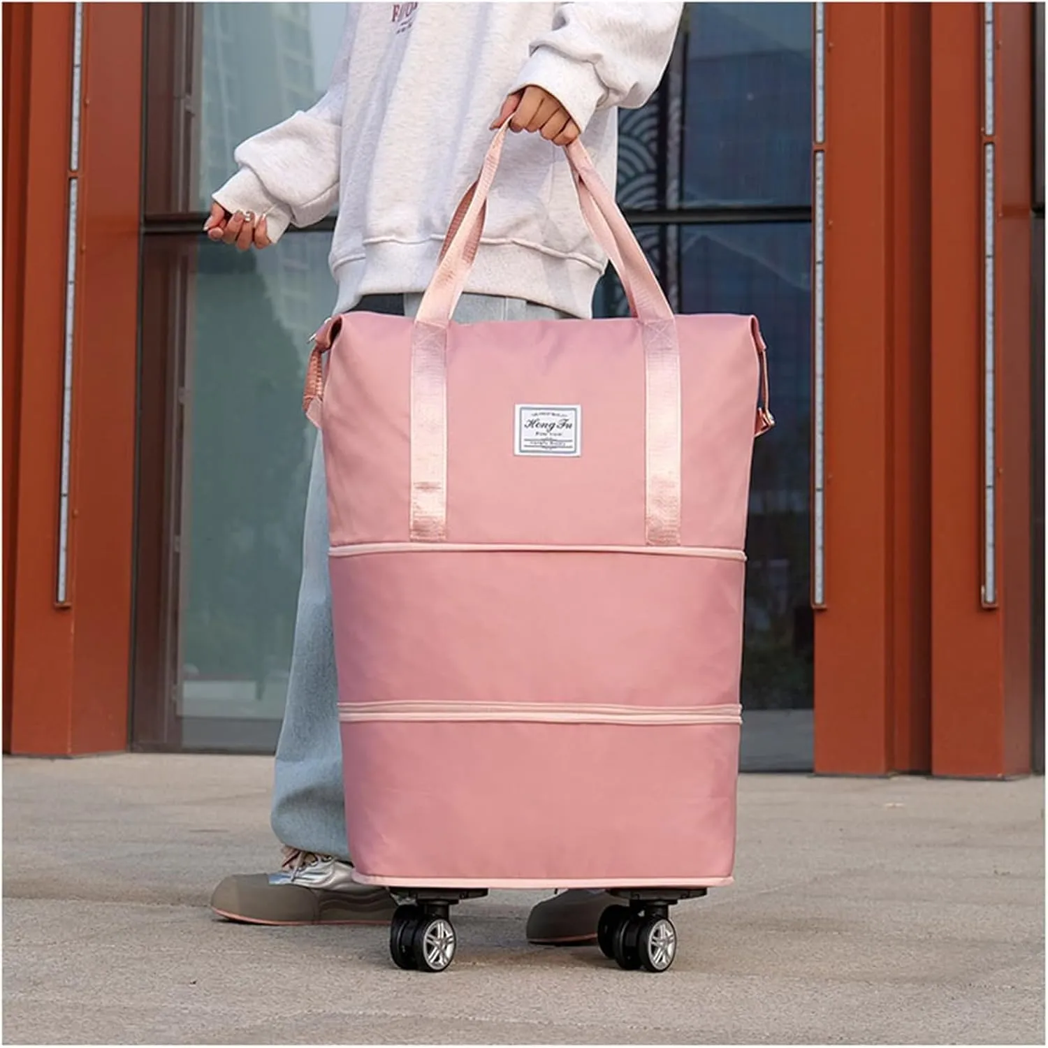 Beente/Pepepo/Kulken Travel Bag with Wheels, Large Capacity Travel Bag with Wheels - Universal Wheel Removable (Wheel-equipped, Dark Purple)