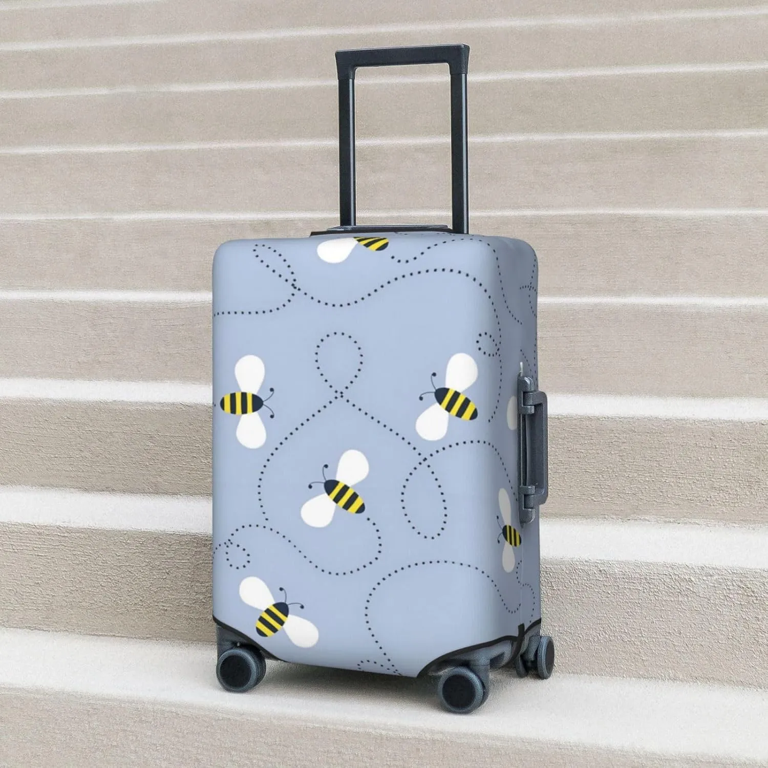 Bees Flight Path Travel Luggage Cover Fits 18-32 Inch Luggage, Elastic Suitcase Cover Protector with Concealed Zipper for Wheeled Suitcase Tsa Approved