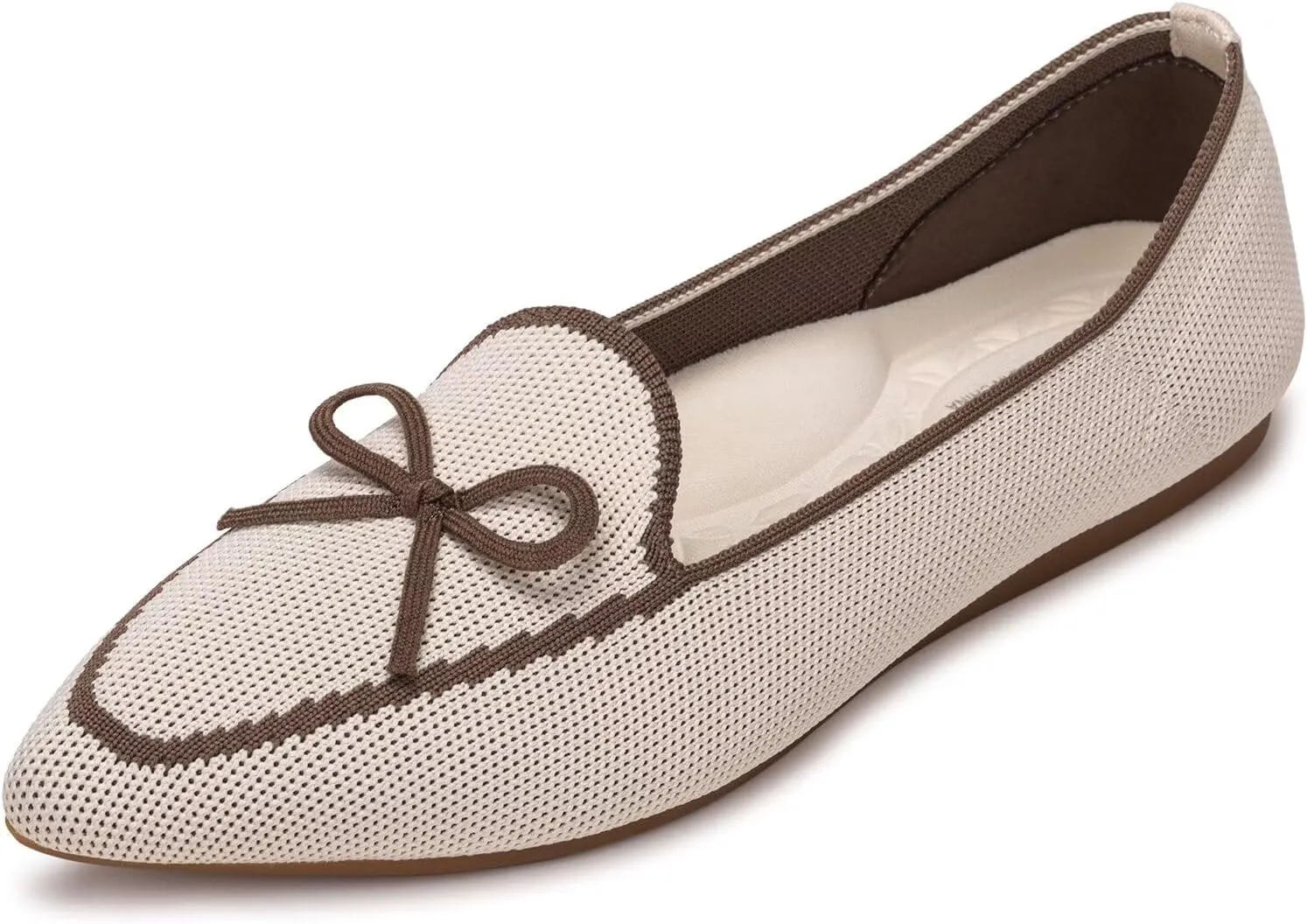 BEJINASH Women's Loafer Flats Casual Knit Fabric Lightweight Dressy Shoes Washable Elegant Pointed-Toe lace-up Bow Shoes Comfortable Ballet Shoes for Women Perfect for Daily