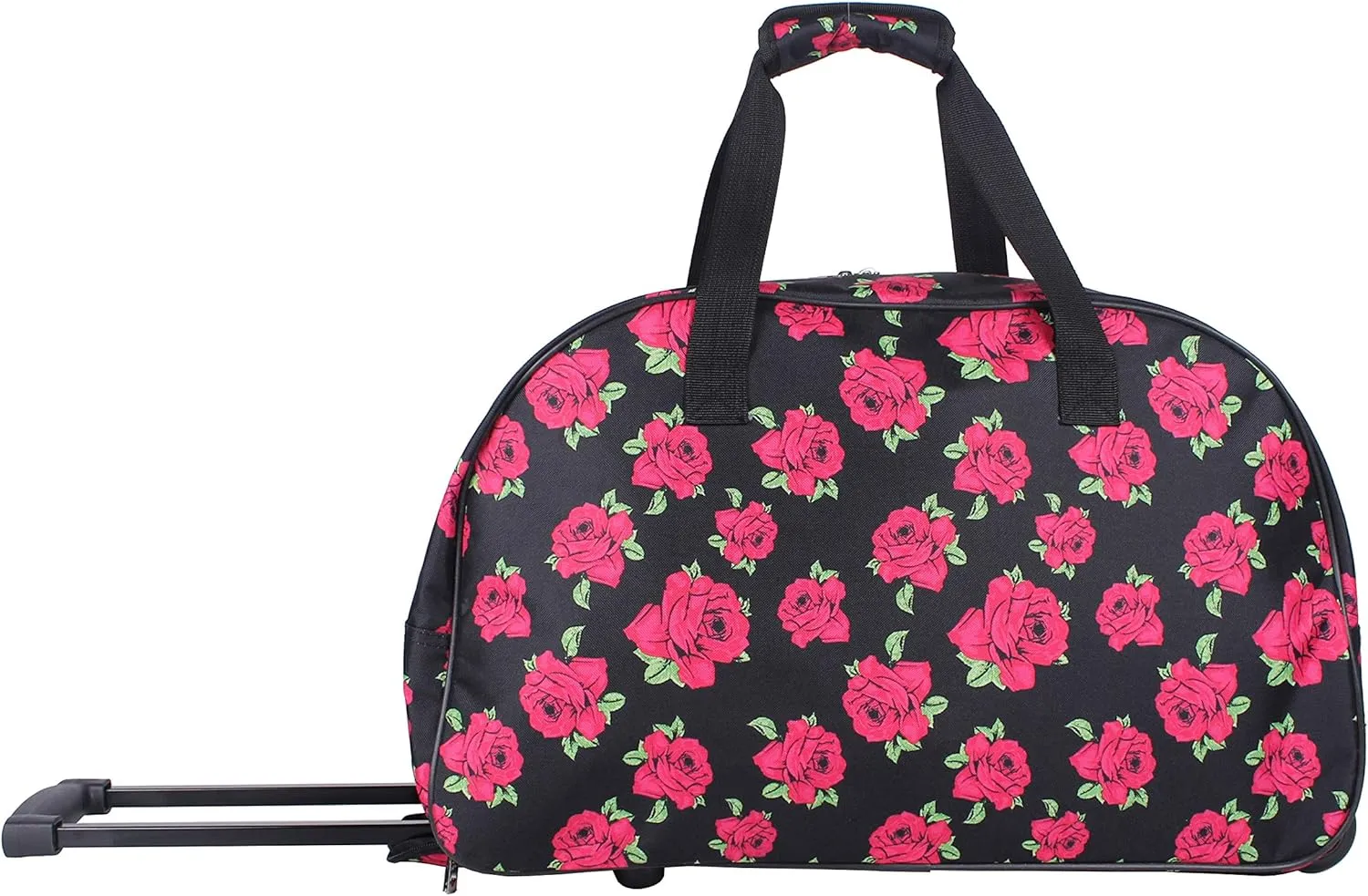 Betsey Johnson Designer Carry On Luggage Collection - Lightweight Pattern 22 Inch Duffel Bag- Weekender Overnight Business Travel Suitcase with 2- Rolling Wheels (Covered Roses)