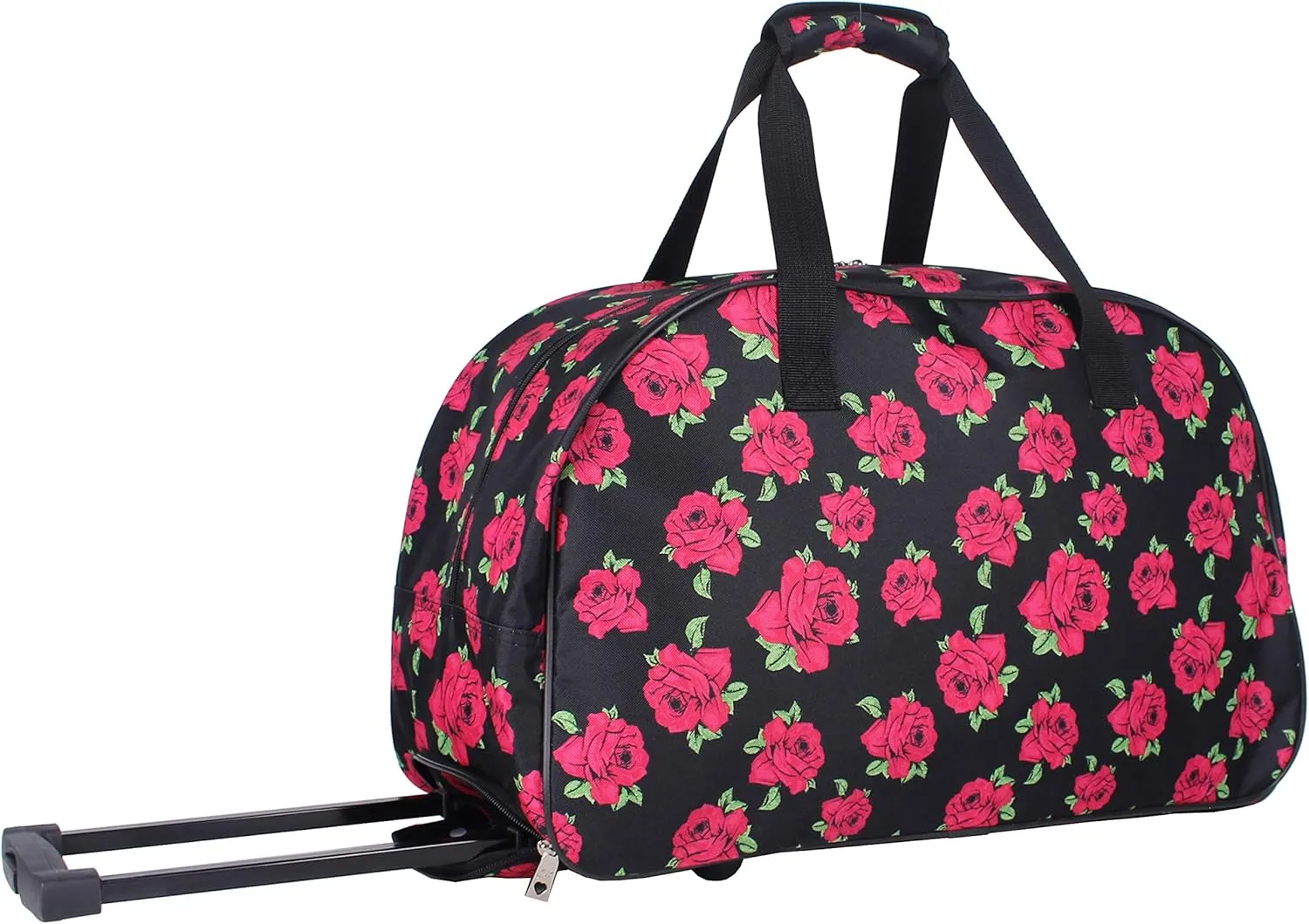 Betsey Johnson Designer Carry On Luggage Collection - Lightweight Pattern 22 Inch Duffel Bag- Weekender Overnight Business Travel Suitcase with 2- Rolling Wheels (Covered Roses)