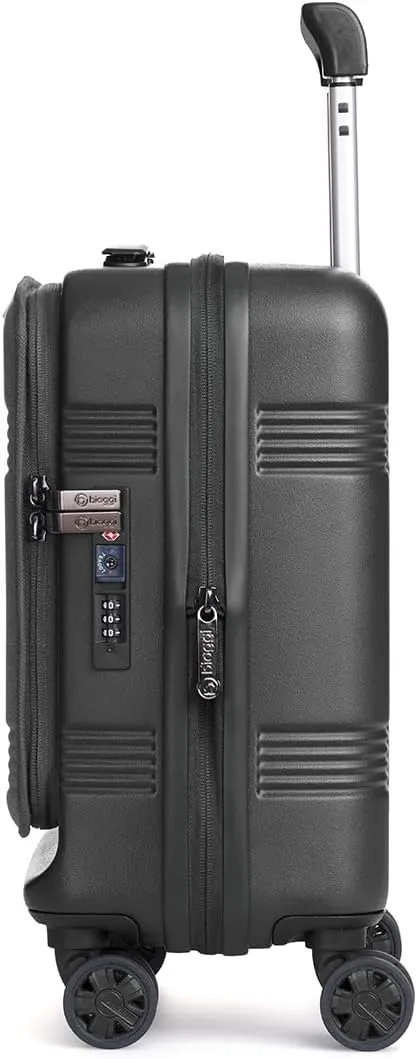 biaggi Runway Hybrid Expandable Underseat Carry-On – Lightweight TSA-Approved Polycarbonate Travel Bag, Perfect for Getaways & Long Weekends (Expandable Underseater, Black)