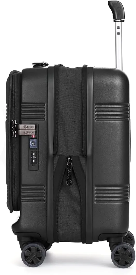 biaggi Runway Hybrid Expandable Underseat Carry-On – Lightweight TSA-Approved Polycarbonate Travel Bag, Perfect for Getaways & Long Weekends (Expandable Underseater, Black)