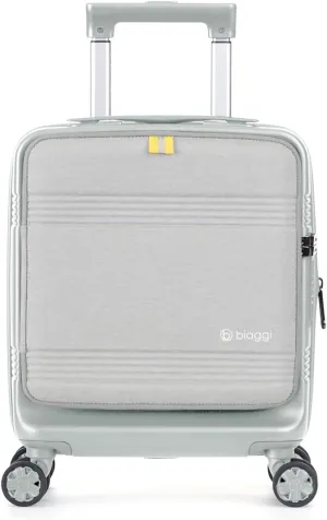 biaggi Runway Hybrid Expandable Underseat Carry-On – Lightweight TSA-Approved Polycarbonate Travel Bag, Perfect for Getaways & Long Weekends (Expandable Underseater, Grey)