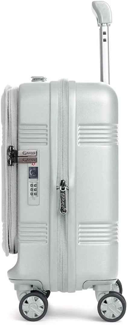 biaggi Runway Hybrid Expandable Underseat Carry-On – Lightweight TSA-Approved Polycarbonate Travel Bag, Perfect for Getaways & Long Weekends (Expandable Underseater, Grey)