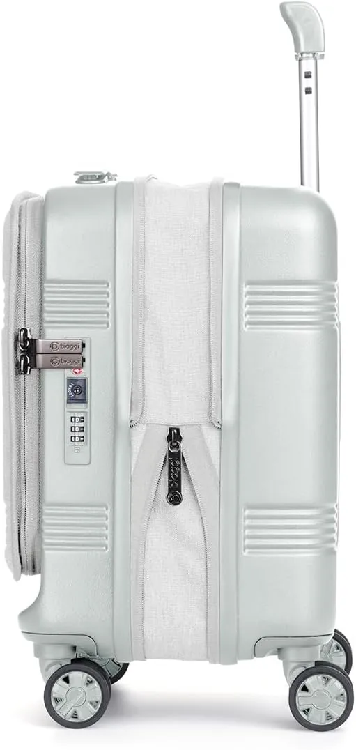 biaggi Runway Hybrid Expandable Underseat Carry-On – Lightweight TSA-Approved Polycarbonate Travel Bag, Perfect for Getaways & Long Weekends (Expandable Underseater, Grey)