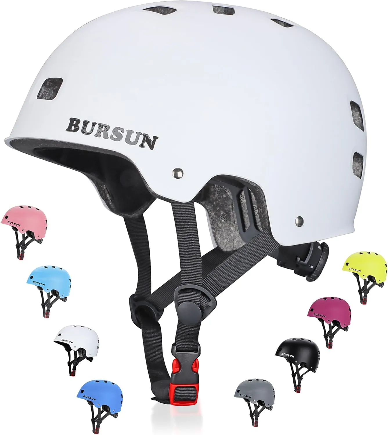 Bike Skateboard Helmet for Ages 5-8-14-16 Kids Youth Adults, Adjustable Multi-Sport Helmet for Scooter Bicycle Roller Skate Inline Skating Rollerblading Hoverboard Longboard, 3 Sizes