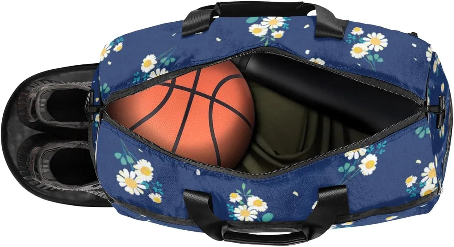 Blue Cartoon Gym Duffle Bag for Women,Waterproof Sports Cute Sunflower Duffle Bags Travel Weekender Bags for Men Women Overnight Bag with Shoes Compartment