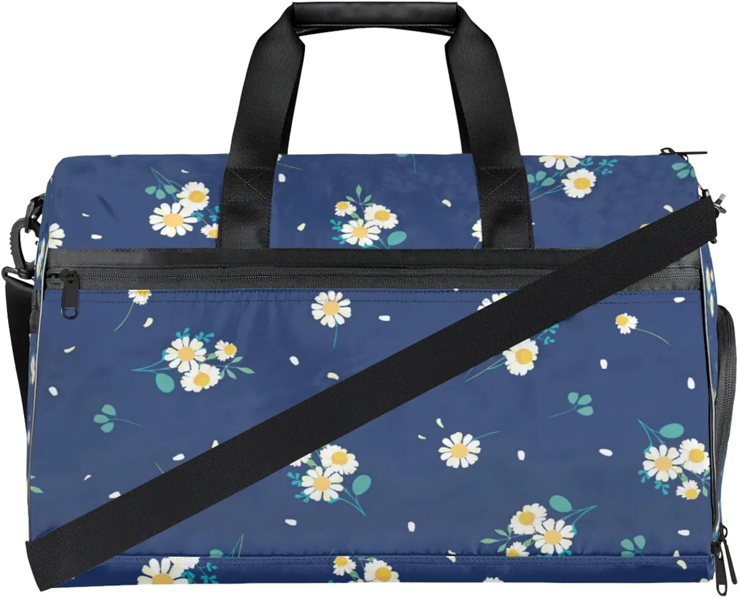 Blue Cartoon Gym Duffle Bag for Women,Waterproof Sports Cute Sunflower Duffle Bags Travel Weekender Bags for Men Women Overnight Bag with Shoes Compartment
