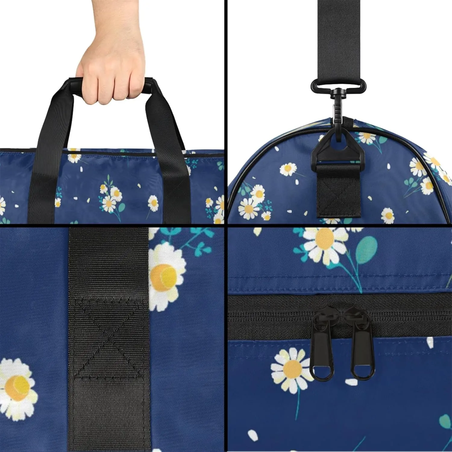 Blue Cartoon Gym Duffle Bag for Women,Waterproof Sports Cute Sunflower Duffle Bags Travel Weekender Bags for Men Women Overnight Bag with Shoes Compartment