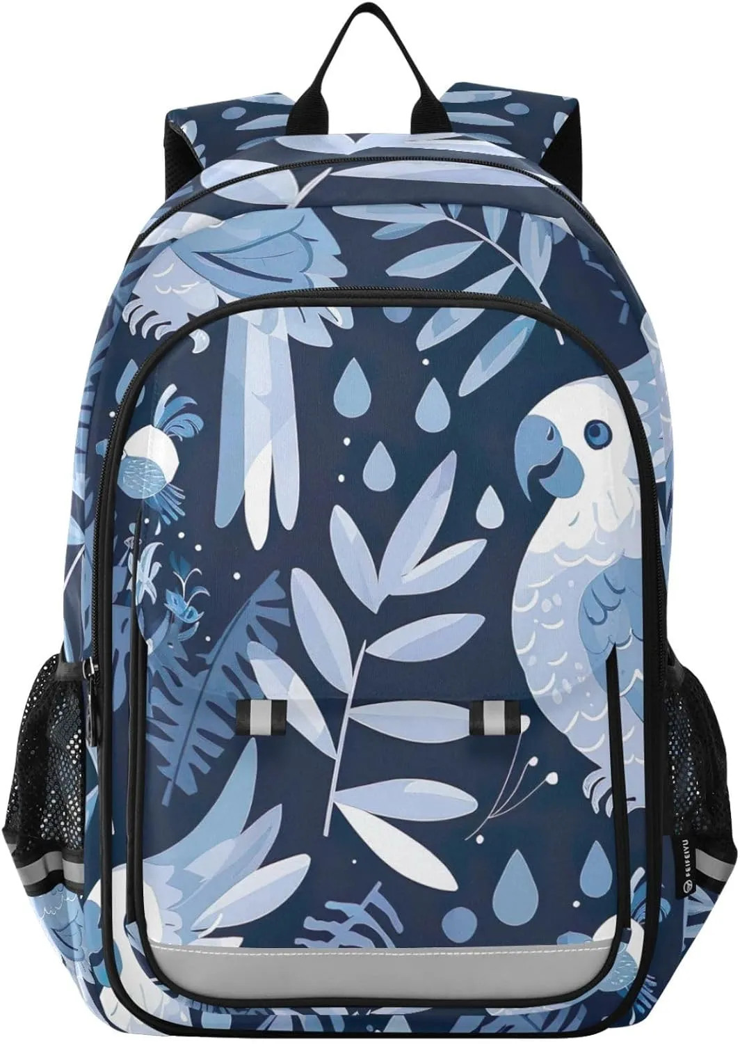 Blue Cockatoos Kid Bookbag, Elementary Kids Backpack, Cool Boys Backpack