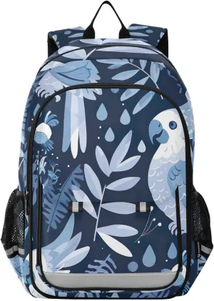 Blue Cockatoos Kid Bookbag, Elementary Kids Backpack, Cool Boys Backpack