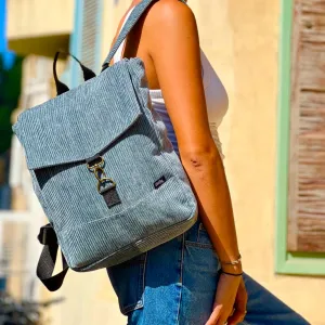 Blue-Gray Corduroy Medium Students Backpack
