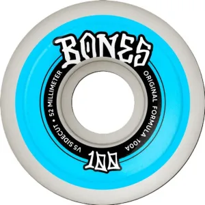 Bones OG Formula V5 Sidecut 100's Skateboard Wheels White - 52mm 100a