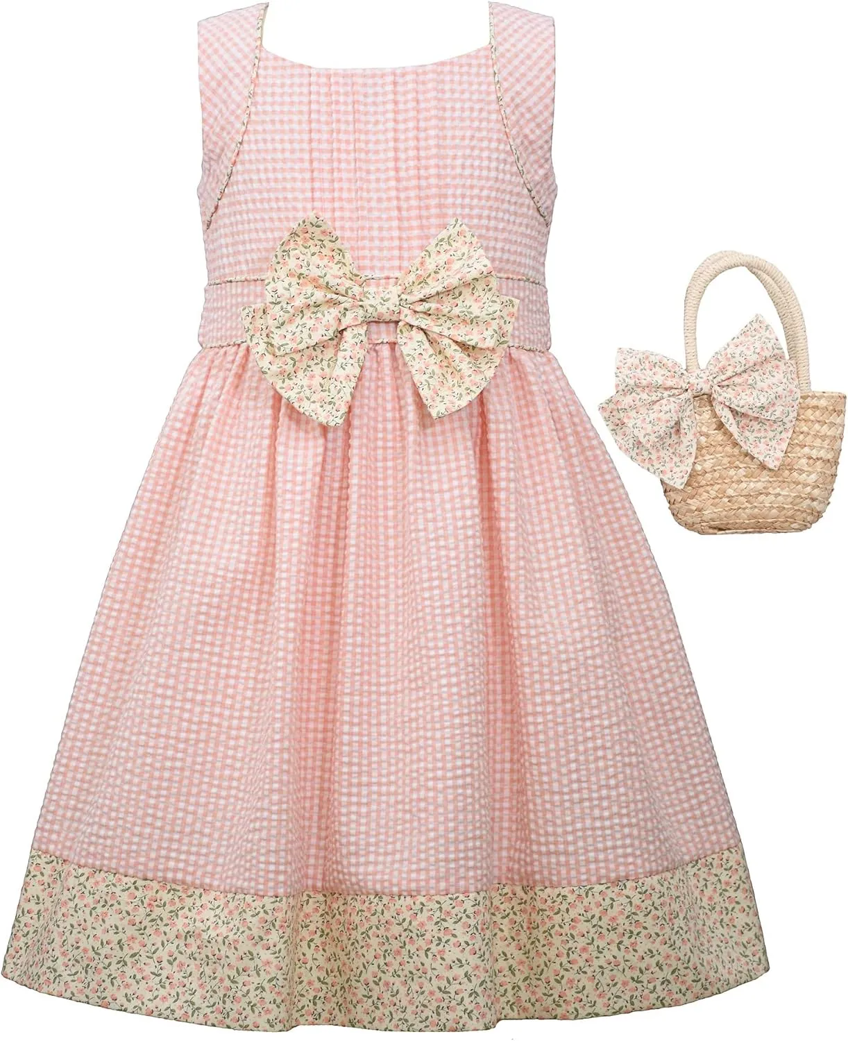 Bonnie Jean Easter Dress Spring Floral Dress with Basket Purse for Toddler and Little Girls