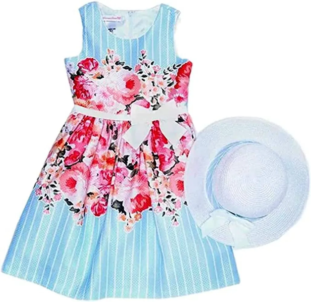 Bonnie Jean Easter Dress Spring Floral Dress with Basket Purse for Toddler and Little Girls