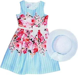 Bonnie Jean Easter Dress Spring Floral Dress with Basket Purse for Toddler and Little Girls