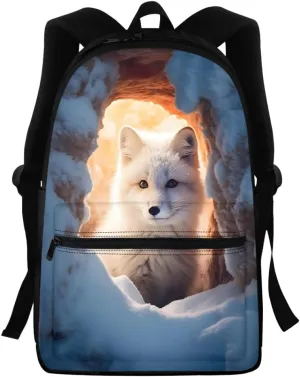 Boys Cool Wolf Fox Print BackpackYouth Child Teen Book Bags Daypack Handbag for Preschool Elementary Middle School,Cute Fox