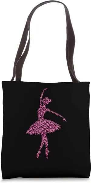 Breast Cancer Awareness Pink Ribbon - Ballet Dance Ballerina Tote Bag