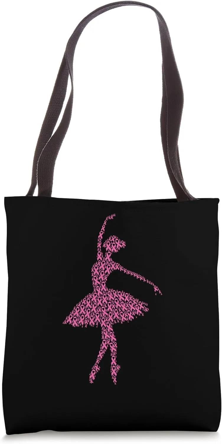 Breast Cancer Awareness Pink Ribbon - Ballet Dance Ballerina Tote Bag