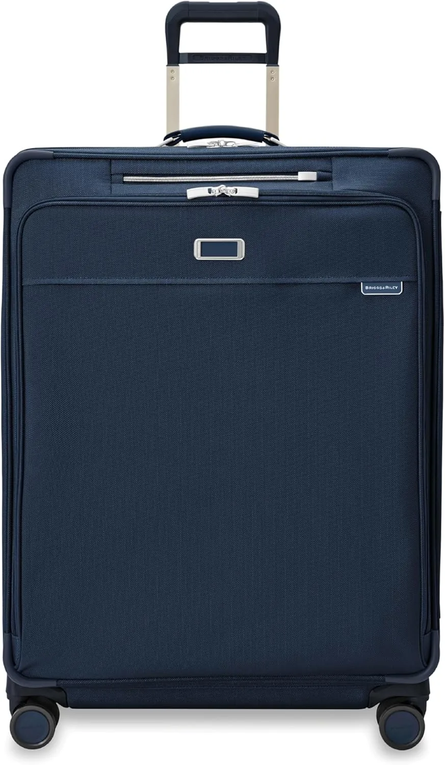 Briggs & Riley 31" Extra Large Expandable Spinner - Checked Luggage for Travel, Suitcases with Wheels, Softside Rolling Bag for Men & Women, Self-Repairing Zipper - Baseline Collection, Navy
