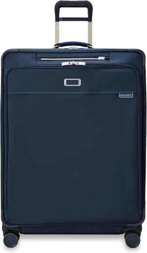 Briggs & Riley 31" Extra Large Expandable Spinner - Checked Luggage for Travel, Suitcases with Wheels, Softside Rolling Bag for Men & Women, Self-Repairing Zipper - Baseline Collection, Navy