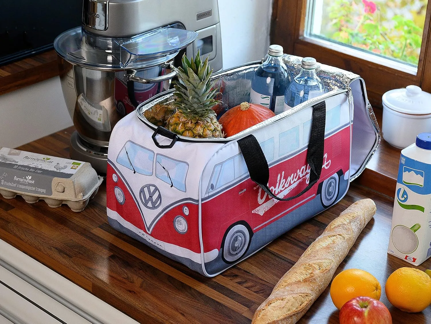 BRISA VW Collection - Volkswagen Insulated Cool-Warm Thermo Picnic Lunch Bag Box for Food in T1 Bus Design (25 Liters/6.6 Gallons)