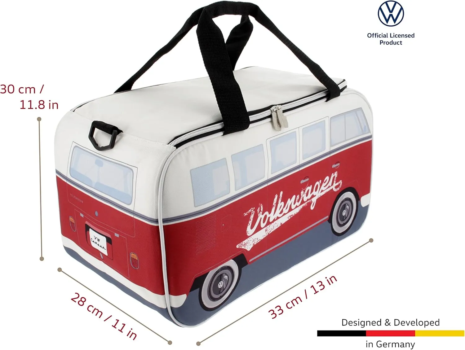 BRISA VW Collection - Volkswagen Insulated Cool-Warm Thermo Picnic Lunch Bag Box for Food in T1 Bus Design (25 Liters/6.6 Gallons)