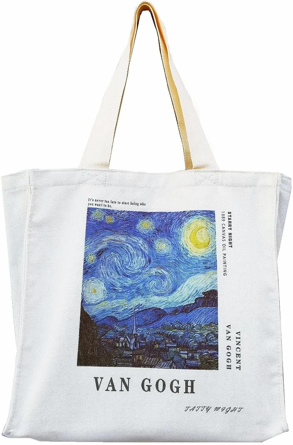 BROADREAM Canvas Tote Bag Aesthetic Shoulder Bag with Zippers and Interior Pocket