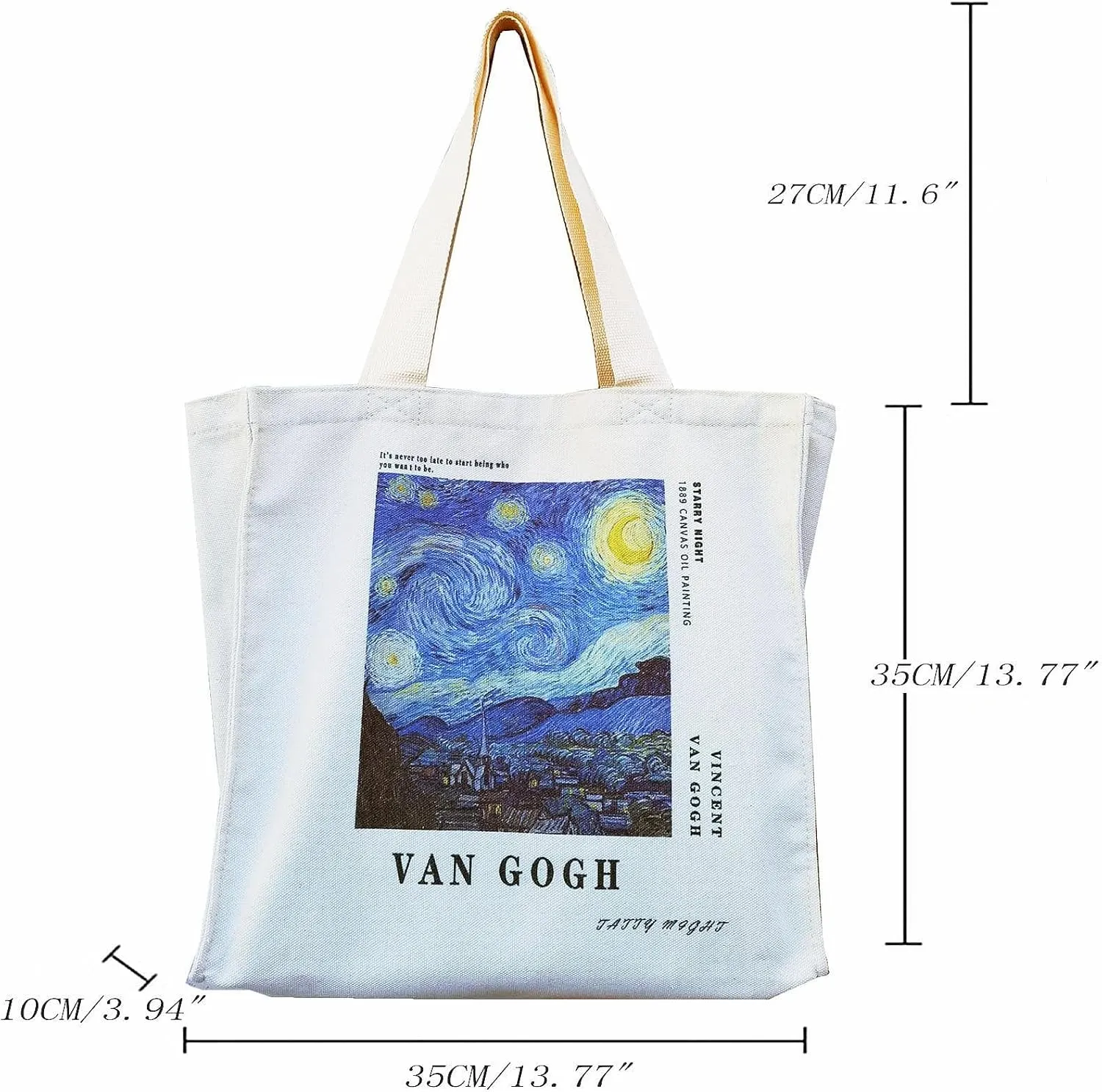 BROADREAM Canvas Tote Bag Aesthetic Shoulder Bag with Zippers and Interior Pocket