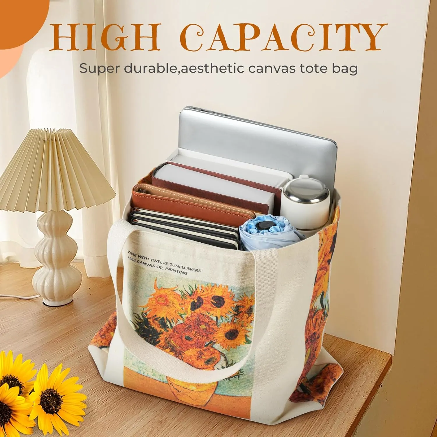 BROADREAM Canvas Tote Bag Aesthetic Shoulder Bag with Zippers and Interior Pocket