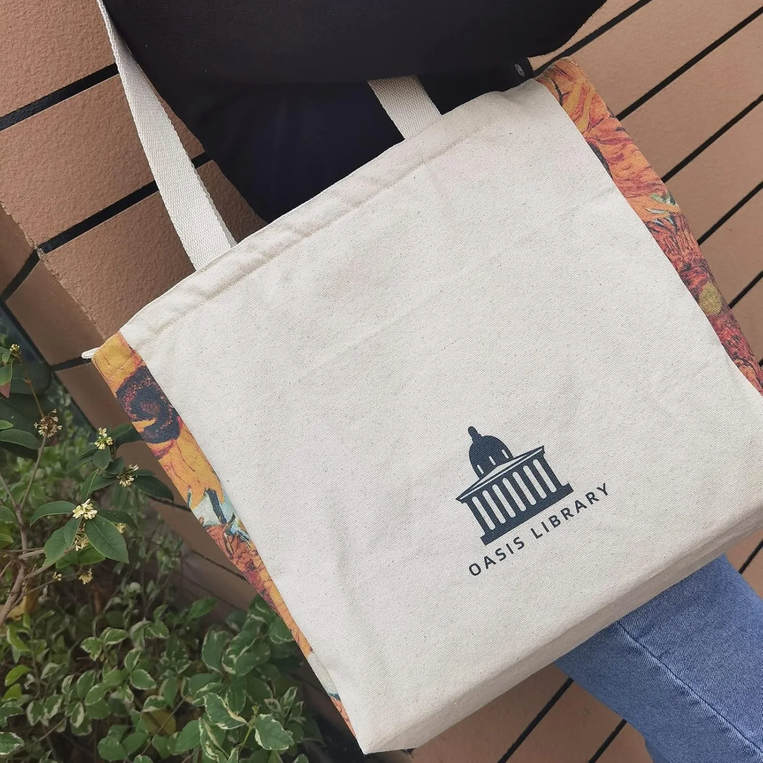 BROADREAM Canvas Tote Bag Aesthetic Shoulder Bag with Zippers and Interior Pocket
